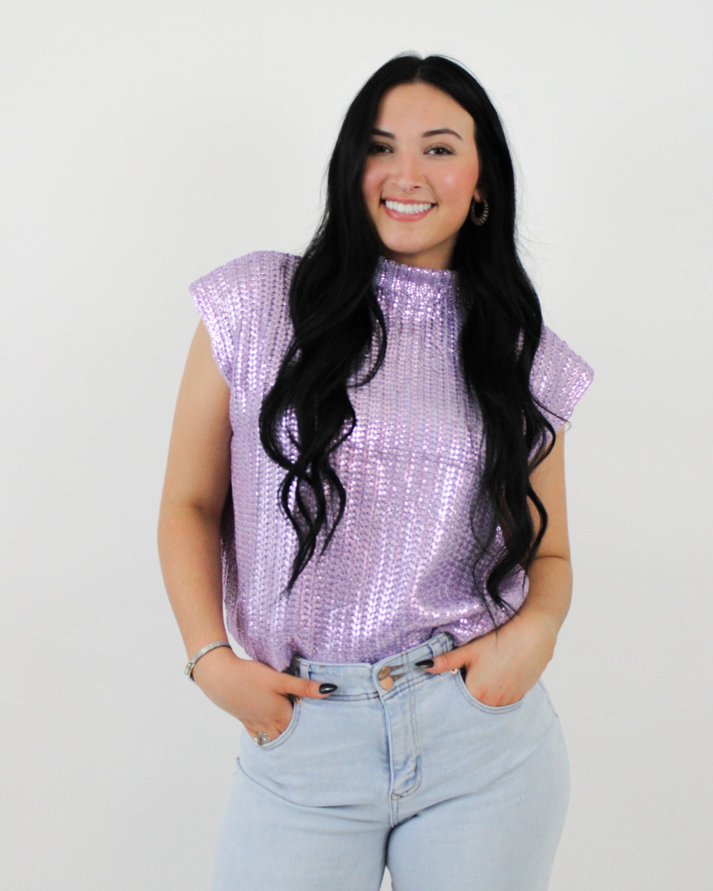 Metallic Turtleneck Sweater