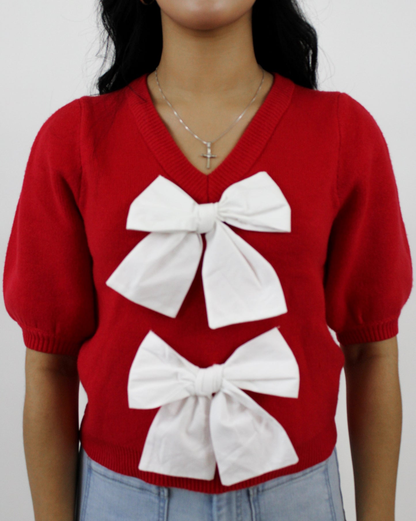 Puff Sleeve Bow Sweater